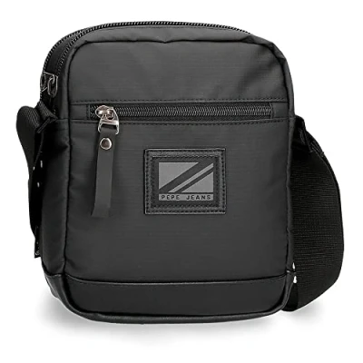 Abbildung von Pepe Jeans Straps Umhängetasche Zwei Fächer Schwarz 17x22x7,5 cm Polyester mit Kunstlederdetails