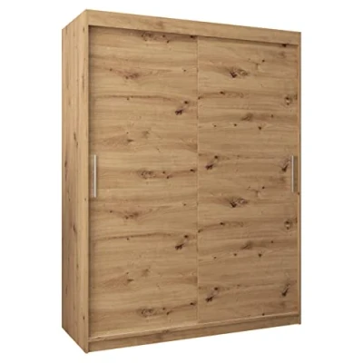 Abbildung von MEBLE KRYSPOL Tokyo 150 Kleiderschrank mit Zwei Schiebetüren für Schlafzimmer moderner Aufbewahrungsschrank Kleiderstange und Regalen 150x200x62cm Artisan