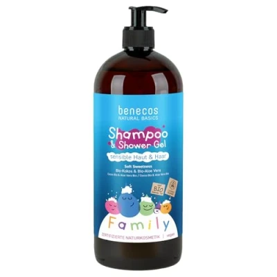 Abbildung von benecos Naturkosmetik 2in1 Shampoo &amp; Shower Gel sensible Haut Haar vegan Bio Kokos Aloe Vera 950 ml