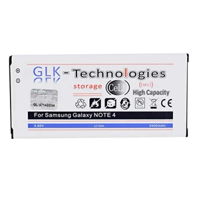 Abbildung von GLK Technologies High Power Ersatzakku kompatibel mit Samsung Galaxy Note 4 IV SM N910F NFC, Original Battery, accu, 3400 mAh Akku, NEU Smartphone Akku (3.85 V)