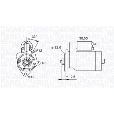 Abbildung von MAGNETI MARELLI 063721392010 Anlasser 12 2 9 SKODA: Superb I Limousine, II Kombi, AUDI: A4 B7 Avant, A6 C6 Limousine