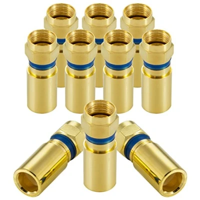 Abbildung von POPPSTAR 10x SAT F Quick Mount Stecker, Kompressionsstecker für Koaxial Kabel, Antennenkabel, Satellitenkabel bis 7,5mm,Witterungsbeständig, vergoldet