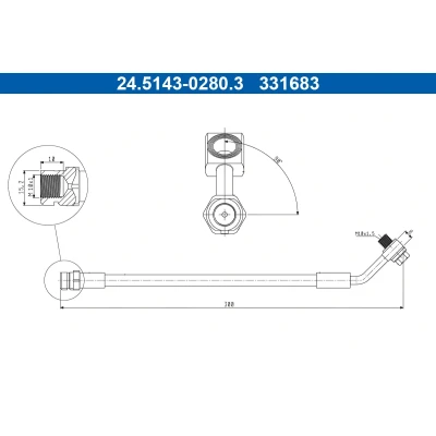 Abbildung von ATE 24.5143 0280.3 Bremsschläuche 300 M10x1 VOLKSWAGEN: Golf 6, 7 Schrägheck, Variant, AUDI: A3 Sportback, Q3
