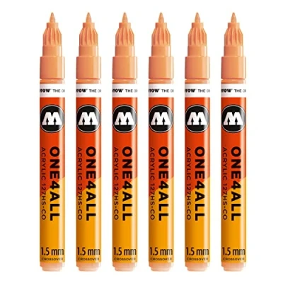 Abbildung von Molotow One4All 127HS CO Acryl Marker (1,5 mm Strichstärke, hochdeckend und permanent, UV beständig, für fast alle Untergründe) 6 Stück Farbe 117 pfirsich pastell
