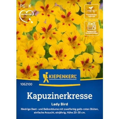 Abbildung von Kiepenkerl Kapuzinerkressesamen Lady Bird 1062100 Bunte Blütenvielfalt für Garten &amp; Küche mit gelb roten Blüten Wildblumensamen, Blumenwiese