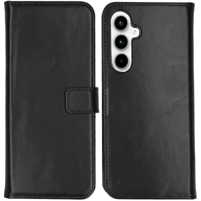 Abbildung von Samsung Galaxy A55 Hülle Echtleder Selencia Klapphülle Handyhülle Schwarz