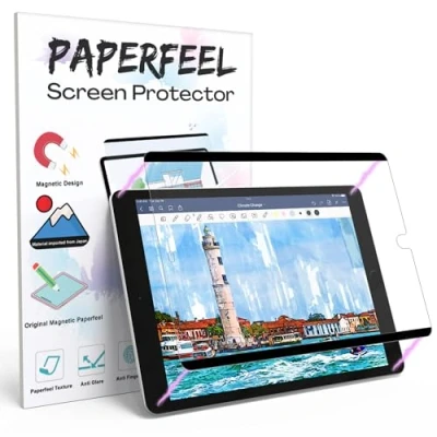 Abbildung von PAPERFEEL Magnetischer Schutzfolie für iPad 9/8/ 7 10,2 Zoll (2021/2020 /2019) Matt Papier Folie zum Schreiben Zeichnen Anti Blendung/Weniger Fingerabdruck/Einfache Installation