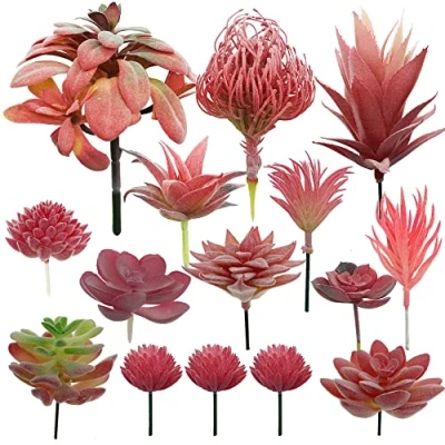 Abbildung von Cayway 15 Stück Künstliche Sukkulenten Rot Unfotted Faux Blume Künstlich Gemischt für Zuhause Indoor Fairy Garden Dekorationen