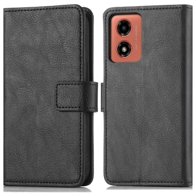 Abbildung von Motorola Moto G04 Hülle Kunstleder iMoshion Klapphülle Handyhülle Schwarz