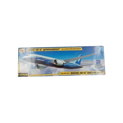 Abbildung von ZVEZDA Boeing 787 8 Dreamliner Modellbausatz 1:144 blau weiß