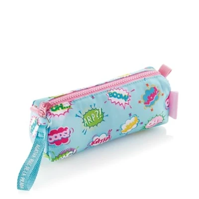 Abbildung von Agatha Ruiz de la Prada Miquelrius Federmäppchen, 1 Fächer, rundes Reißverschluss aus robustem Kunststoff, Metallgriff, 205 x 60 75 mm, Design, himmelblau,