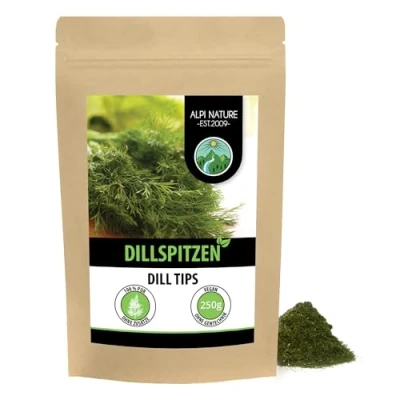 Abbildung von Dillspitzen gerebelt (250g), schonend getrocknet, Dill 100% rein und naturbelassen zur Zubereitung von Gewürzmischungen