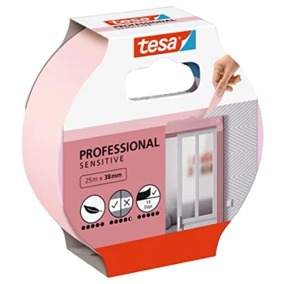 Abbildung von tesa Malerband TAPETEN Dünnes Abdeckband für präzises Abkleben geeignet empfindlichen Oberflächen im Innenbereich 25 m x 38 mm