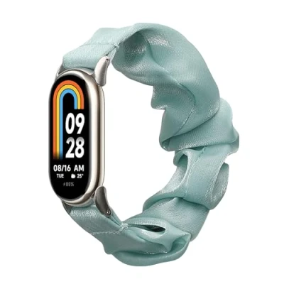 Abbildung von kwmobile Ersatz Armband kompatibel mit Xiaomi Mi Band 8 / 9 Smartwatch Scrunchie Haargummi Design Grün Innenmaße 14 19 cm