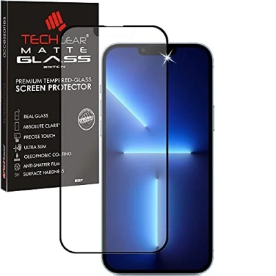 Abbildung von TECHGEAR Matt Schutzfolie Glas kompatibel mit iPhone 13 Mini Blendschutz Anti Glare 3D Auflage Full Screen [Vollbildschirm] Matte