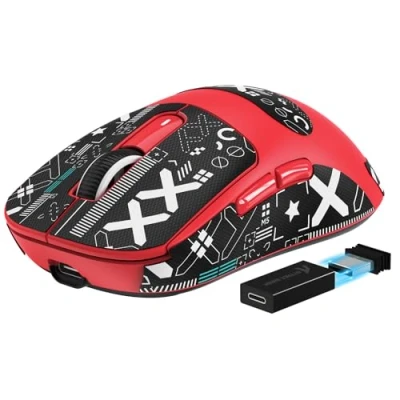 Abbildung von VGN Game Power Attack Shark X3PRO 59g Superlight Kabellose Gaming Maus, 4K/8KHz Abfragerate, 26000DPI, PixArt PAW3395, 2.4G/BT5.0/Kabelgebunden, Griptape, Bis zu 200 Std. Akku, G502, PC/Xbox/PS, Rot