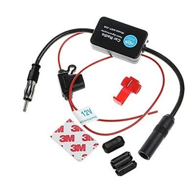 Abbildung von F86S Auto Radio Antennenverstärker DAB+ AM/FM Signalverstärker &amp; Splitter, Universal 12V, Verbesserung des Radioempfangs für Auto, FM/AM Antennensignal Verstärker