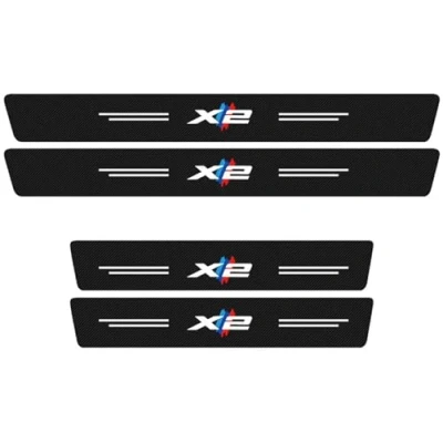 Abbildung von 4 Stück Autotürschwellenschutz für BMW X1 X2 X3 X4 X5 X6 X7, Kohlefaser Anti Kratzschutz Einstiegsleisten Abdeckung Pedal Dekoration Aufkleber, Schwarz,