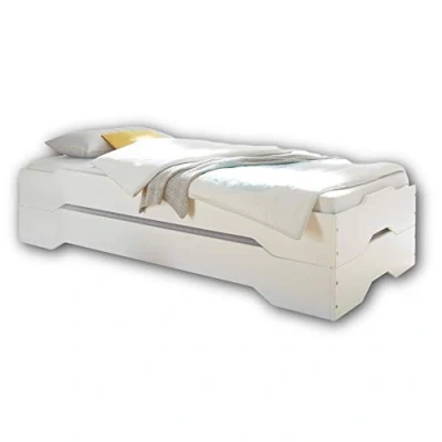 Abbildung von Stella Trading DOUBLE Stilvolles Doppelbett mit zwei Liegeflächen 90 x 200 cm Komfortables Stapelbett aus massiver Kiefer, Weiß 96 47 205 (B/H/T)