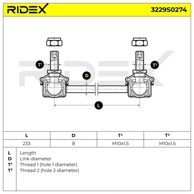 Abbildung von SIDEM 21565 Koppelstange Hinterachse, unten 233 MM10x1,5R MINI: Schrägheck, Cabrio, Clubman
