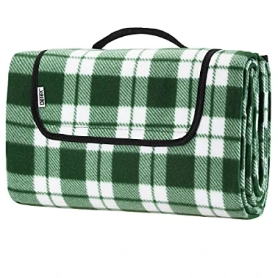 Abbildung von Picknickdecke, Detex, XXL 200x200 cm Wasserdicht Wärmeisoliert 4 6 Personen Karo/Grün