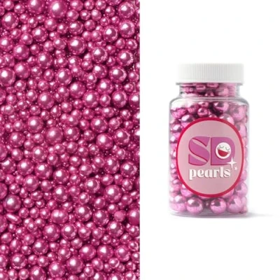 Abbildung von SD Pearls Zuckerperlen, Essbare Zucker Perlen, Tortendeko Streusel Dekorperlen Für Keksen, Kuchen, Cupcakes, Dessertdekoration (Metallic Rosa, 3,4,5,7,10mm, 100g)
