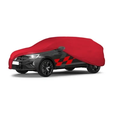 Abbildung von Walser Premium Abdeckung Auto Indoor Stretch Plus Qualitätssieger Sehr Gut* Autoabdeckung Winter Autogarage Autoplane Abdeckplane SUV S rot