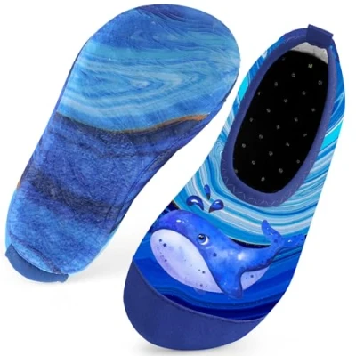 Abbildung von Kinder Badeschuhe Schwimmschuhe Wasserschuhe Jungen Baby Strandschuhe Aquaschuhe Schnell Trocknend für Beach Pool(Wale Blau22/23)