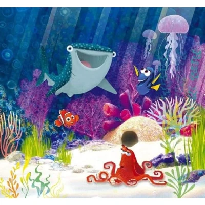 Abbildung von Komar Vliestapete &quot;Dory Aqua Party&quot;, 300x280 cm (Breite x Höhe)