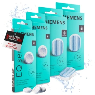 Abbildung von SIEMENS 20x Reinigungstabletten &amp; 6x Entkalkungstabletten Pflegeset (MEISTERZWECK4U, [ TZ80001 + TZ80002 Reinigung und Entkalkung Pflegeset)