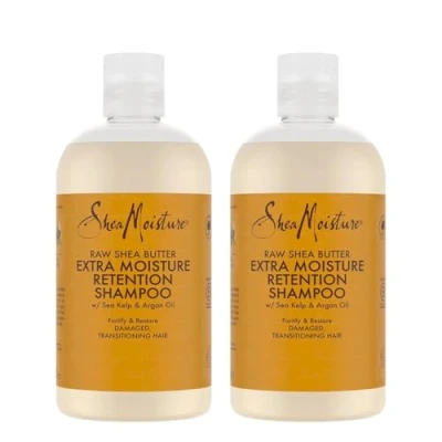 Abbildung von SheaMoisture Extra Moisture Retention Shampoo für geschädigtes Haar reine Sheabutter frei von Silikonen und Sulfaten 2x 384ml