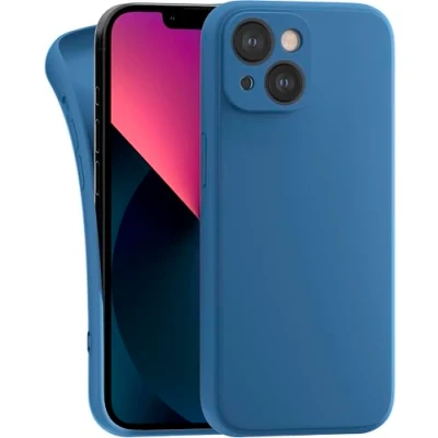 Abbildung von MyGadget Hülle Kompatibel mit iPhone 13 robuste Silikon Schutzhülle TPU Case Slim Silikonhülle Back Cover Kratzfest Handyhülle Matt Dunkelblau