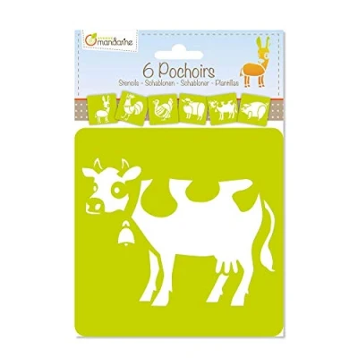 Abbildung von Avenue Mandarine 42440MD Set mit 6 Schablonen, 15 x cm, geeignet für Kinder ab 3 Jahren, Filz und Farbstifte, Farben oder Farbbomben, Tiere auf dem Bauernhof, 1