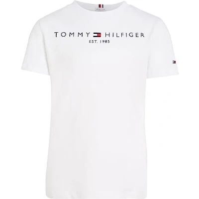 Abbildung von Tommy Hilfiger Kinder Unisex T Shirt Kurzarm Essential Tee Rundhalsausschnitt, Weiß (White), 6 Jahre