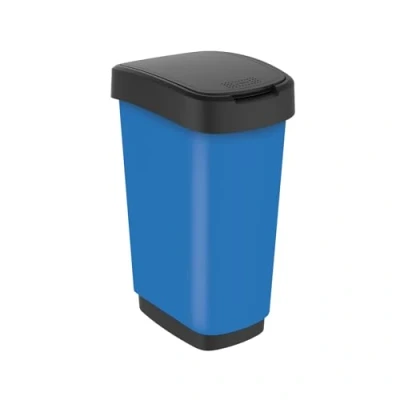 Abbildung von Rotho Twist Mülleimer 50l mit Deckel, Kunststoff (PP) BPA frei, blau, (40.1 x 29.8 60.2 cm)