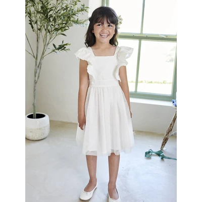 Abbildung von vertbaudet Minikleid Festliches Mädchen Volantkleid, Musselin &amp; Tüll