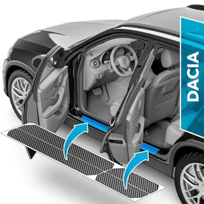 Abbildung von uProtect Auto Einstiegsleisten Schutz für Dacia Duster 2 (II) HM I 2018 2024 Schutzfolie Autotür Zubehör Zierleisten Lackschutzfolie Carbon Schwarz