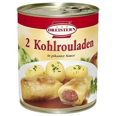 Abbildung von 2 Kohlrouladen (Krautwickel) in pikanter Soße 800gr Ringpull Dose