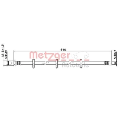 Abbildung von METZGER 4111486 Bremsschläuche 510 M10x1 IVECO: DAILY 6 Kastenwagen, 3 Pritsche/Fahrgestell, Kasten/Kombi