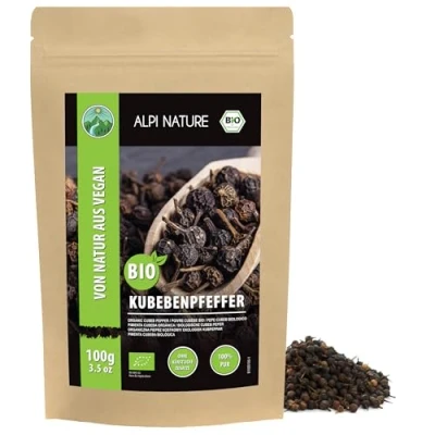 Abbildung von Bio Kubebenpfeffer (100g), Kubeben Pfeffer, Java Pfeffer aus kontrolliert biologischem Anbau, Cubeb laborgeprüft, 100% rein und naturbelassen