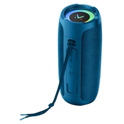 Abbildung von Majestic Flash Bluetooth Lautsprecher mit mehrfarbigen LED Lichtern, Eingänge USB/MicroSD/AUX, wiederaufladbarer Akku, TWS Funktion, Blau