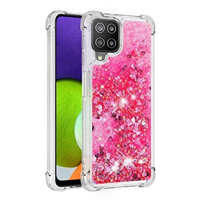 Abbildung von KBIKO zxl Kompatibel mit Samsung Galaxy A22 4G Glitzer Flüssig Hülle, Handyhüllen Flüssigkeit Wasserfall Farbverlauf Sternen Transparent Silikon Bumper Schutzhülle für M32.Pink YBL