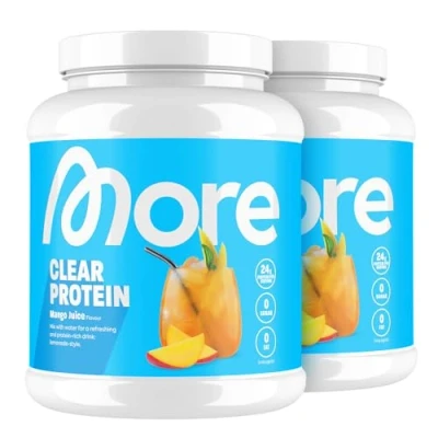 Abbildung von MORE Clear, Mango Juice, 2 x 600 g, Protein Drink mit Whey Isolat, clear made in Germany