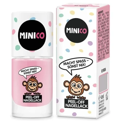 Abbildung von MINICO Premium Kinder Nagellack Rosa, abziehbar, dermatologisch getestet, kindgerecht, nachhaltig, vegan, wasserbasis, peel off entfernbar