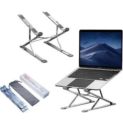 Abbildung von KINGDATA Laptop Ständer, ergonomischer Aluminium Erhöhung für Schreibtisch, Computer ständer 7 + 9 Stufen höhenverstellbar, Faltbarer Notebook kompatibel mit Allen 10 17 Zoll Laptops