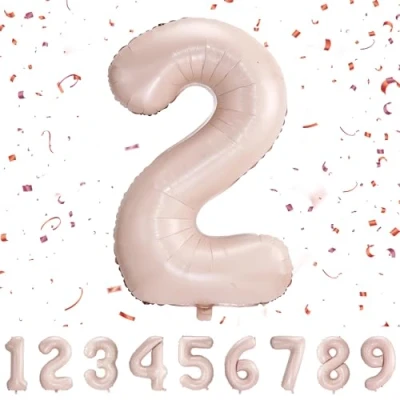 Abbildung von Geburtstag zahlen luftballon 2 jahre Folienballon Kindergeburtstag Deko XXL Pastel Rosa Riesen in 40&quot; 101cm Geburtstagsdeko Ballon Zahl zum QPink2