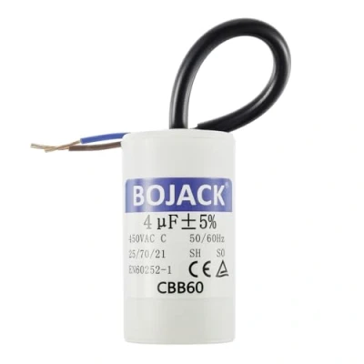 Abbildung von BOJACK CBB60 4uF 450V 50/60HZ Anlaufkondensator, SH Motorbetriebskondensator, AC Motorkondensator, mit Draht