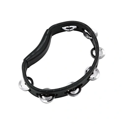 Abbildung von Meinl Percussion Headliner Hand Tambourine 1 reihiges Tamburin Mit gebogenem Griff ABS Kunststoff / Stahl, Schwarz Silber (HTBK)