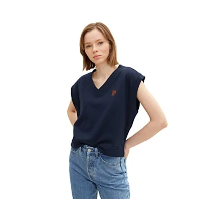 Abbildung von TOM TAILOR Denim Damen Sweatpullunder 1032948, 10668 Sky Captain Blue, L