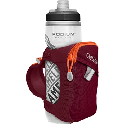 Abbildung von CAMELBAK Unisex Adult Quick Grip Isolierter Flaschenhalter mit 620ml Podium Chill Flasche Trinkweste, Burgundy/HOT Coral